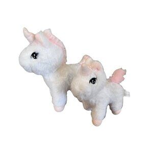 Unicorn Plush Lot Of 2 Stuffed Toys White Pink 7" Mom Baby Perfecto Designs